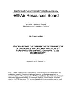 Northern Laboratory Branch Monitoring and Laboratory Division MLD SOP SAS06  PROCEDURE FOR THE QUALITATIVE DETERMINATION