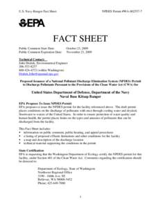 Fact Sheet for the second Draft Permit for Naval Base Kitsap Bangor, Washington