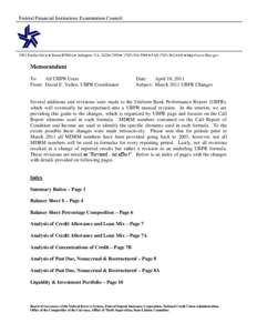 Federal Financial Institutions Examination Council[removed]Fairfax Drive  Room B7081a  Arlington, VA[removed]  ([removed]  FAX[removed]  http://www.ffiec.gov Memorandum To: