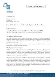 ELECTRONIC COPY  16 November 2005 Regulation Task Force PO Box 282 BELCONNEN ACT 2616
