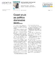Gold Coast Bulletin, Gold Coast QLD 15 May 2013, by Henry Tut Iet General News, pagecm² Regional - circulation 34,289 (MTWTF--)  Copyright Agency Ltd (CAL)