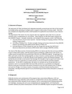 MEMORANDUM OF UNDERSTANDING Between GAP Analysis Program and LANDFIRE Program USGS Core Science Systems And USGS Climate and Land Use Change