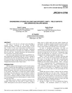 Engineering Studies on Joint Bar Integrity: Part I -- Field Surveys and Observed Failure Modes