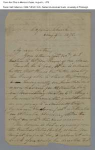 From Ann Eliza to Morrison Foster, August 4, 1873 Foster Hall Collection, CAM.FHC[removed], Center for American Music, University of Pittsburgh. From Ann Eliza to Morrison Foster, August 4, 1873 Foster Hall Collection, C