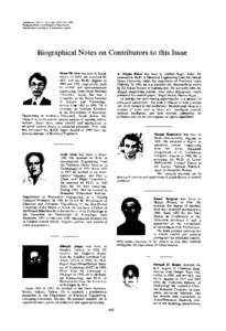 Automatica, Vol. 29, No. 6, pp, 1993  PergamonPress Ltd. Printed in Great Britain. International Federation of Automatic Control  Biographical Notes on Contributors to this Issue