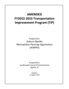 AMENDED FY2012-2015 Transportation Improvement Program (TIP) Prepared for: