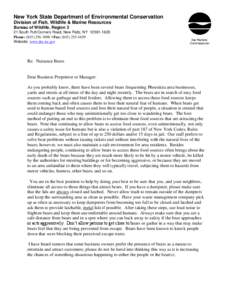 New York State Department of Environmental Conservation Division of Fish, Wildlife & Marine Resources Bureau of Wildlife, Region 3 21 South Putt Corners Road, New Paltz, NY[removed]Phone: ([removed] • Fax: (845)