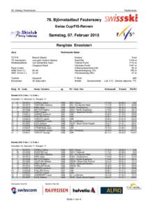 SC Gsteig-Feutersoey  Feutersoey 76. Björnstadlauf Feutersoey Swiss Cup/FIS-Rennen