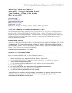 Microsoft Word - SP 151 WCC Syllabus Summer 2014.docx