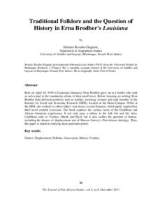 Traditional Folklore and the Question of History in Erna Brodber’s Louisiana by