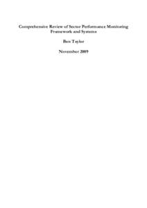 Comprehensive Review of Sector Performance Monitoring Framework and Systems Ben Taylor November 2009  Review of Water Sector Monitoring Framework – September 2009