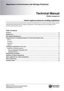 Department of Environment and Heritage Protection  Technical Manual Wildlife management  Interim hygiene protocol for handling amphibians