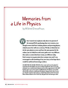Memories from a Life in Physics by Mildred Dresselhaus W