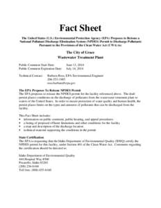 Fact Sheet for the Draft NPDES Permit for the City of Grace