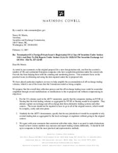 By e-mail to: [removed] Nancy M. Morris, Secretary, Securities and Exchange Commission, 100 F Street, NE, Washington, DC[removed]