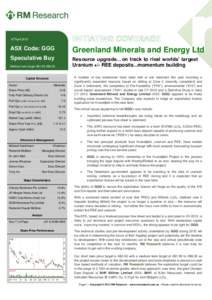 16thAprilASX Code: GGG Greenland Minerals and Energy Ltd