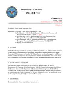 DoD Directive[removed], October 9, 2004; Certified Current as of April 23, 2007