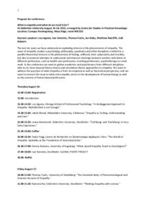 Program for international workshop: Body as Gift, Resource and Commodity, 5-6 of May 2011, Södertörn University, Campus Fleming