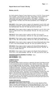 Page 1 of 4 Regular Beavercreek Trustee’s Meeting Monday, June 23,  2014