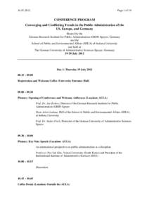 Page 1 of 10 CONFERENCE PROGRAM Converging and Conflicting Trends in the Public Administration of the