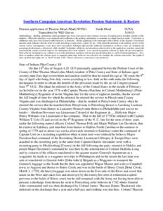 Southern Campaign American Revolution Pension Statements & Rosters Pension application of Thomas Mead (Maid) W9561 Transcribed by Will Graves Sarah Mead