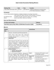 State Family Preservation Meeting Minutes  Meeting Title Date