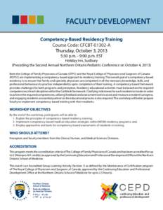 FACULTY DEVELOPMENT Competency-Based Residency Training Course Code: CFCBT[removed]A