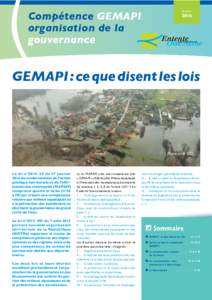 Compétence GEMAPI organisation de la gouvernance Janvier