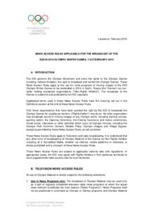 IOC News Access Rules - Sochi - Eng - Final Clean