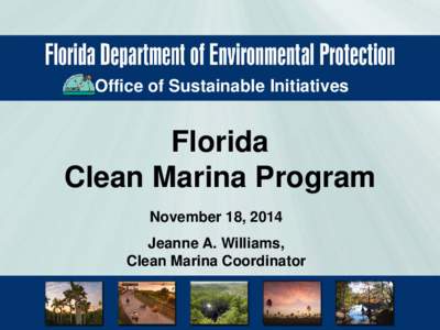 Office of Sustainable Initiatives  Florida Clean Marina Program November 18, 2014 Jeanne A. Williams,