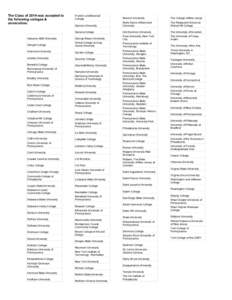 The Class of 2014 was accepted to the following colleges & universities: Franklin and Marshall College