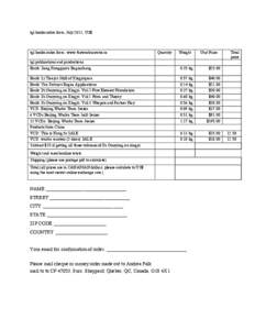 tgl books order form, July 2011, US$  tgl books order form: www.thewushucentre.ca Quantity