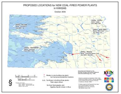 PROPOSED LOCATIONS for NEW COAL-FIRED POWER PLANTS in KANSAS October 2006 Cheyenne  Rawlins