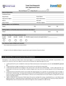 Travel Card Request and User Agreement