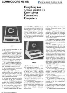 www.commodore.ca  COMMODORE NEWS Free for personal use but you must have written permission to reproduce