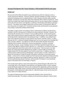 Concept Development for Tissue Analytics in Rheumatoid Arthritis and Lupus Background Rheumatoid arthritis (RA) and systemic lupus erythematosus (SLE) are relatively common, severe autoimmune diseases. These two diseases