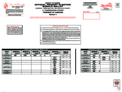 COUNTY OF MORRIS  Official Primary Election Sample Ballot OFFICIAL PRIMARY ELECTION SAMPLE BALLOT