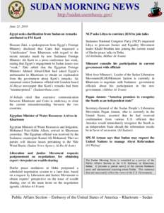 ember 18, 2008  SUDAN MORNING NEWS http://sudan.usembassy.gov/  June 21, 2010