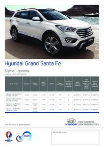 Hyundai Grand Santa Fe Cijene i oprema Primjena cjenika odIznos posebnog poreza na