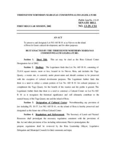 THIRTEENTH NORTHERN MARIANAS COMMONWEALTH LEGISLATURE Public LawNo[removed]SENATE BILL NO[removed], CS1