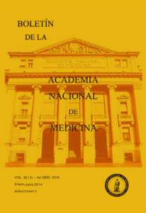 VOL) – 1er SEMEnero-Junio 2014 ISSNX BOLETÍN DE LA ACADEMIA NACIONAL DE MEDICINA