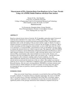 Measurement of PM10 Emission Rates from Roadways in Las Vegas, Nevada Using a SCAMPER Mobile Platform with Real-Time Sensors