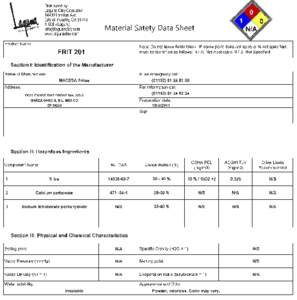 Dal-Tile 201 Frit Material Safety Data Sheet