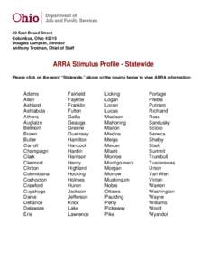 30 East Broad Street Columbus, Ohio[removed]Douglas Lumpkin, Director Anthony Trotman, Chief of Staff  ARRA Stimulus Profile - Statewide