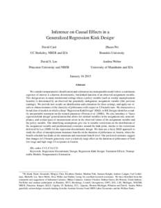 Inference on Causal Effects in a Generalized Regression Kink Design1 David Card Zhuan Pei