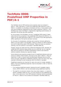 TechNote 0008: Predefined XMP Properties in PDF/A-1
