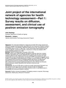 International Journal of Technology Assessment in Health Care, 22:[removed]), 143–148. c 2006 Cambridge University Press. Printed in the U.S.A. Copyright  Joint project of the international network of agencies for healt