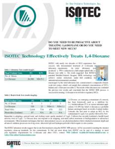 In - Situ Oxidative Technologies, Inc.  DO YOU NEED TO BE PROACTIVE ABOUT TREATING 1,4-DIOXANE OR DO YOU NEED TO MEET NEW MCL’S?