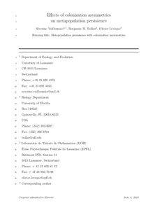 Ecology / Landscape ecology / Population / Demography / Metapopulation / Biological dispersal / Asymmetry / Colonisation / Extinction threshold / Biology / Population ecology / Science