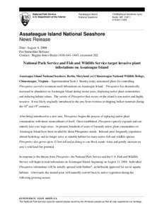 National Park Service U.S. Department of the Interior Assateague Island National Seashore